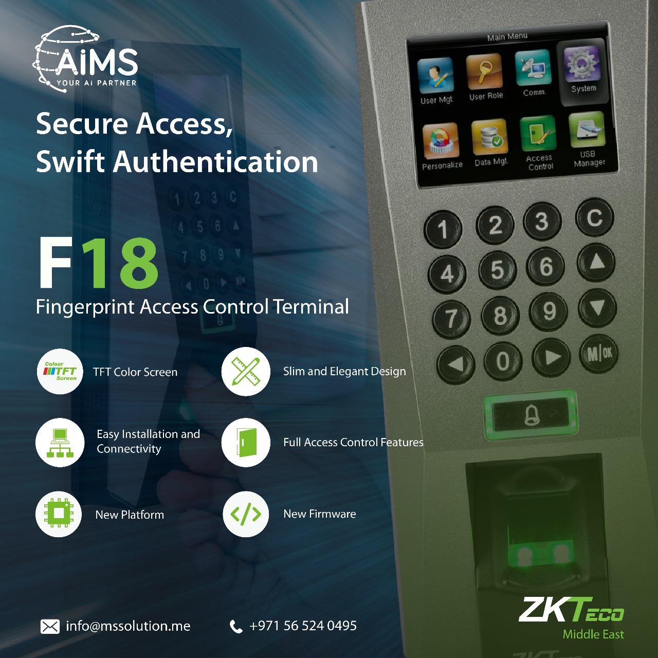 ZKTeco F18 Fingerprint Standalone Access Control and Time Attendance - Smart Home Product Uganda | Deepcode Innovations